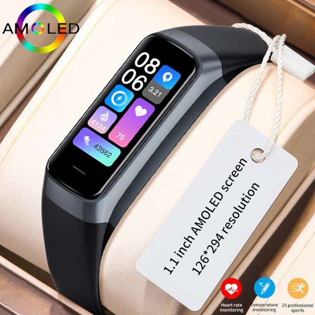 Lige Smartwatch mit 1.1 Zoll AMOLED Farbdisplay, wasserdichte Sportuhr mit Indoor und Outdoor Tracking für iOS und Android, Farbe: Pink - Bild 1