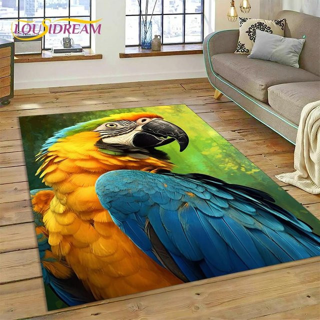 Rutschfester Teppich mit buntem Papagei-Motiv von Karpetti, Mehrfarbig, B/B: 40 x 60 cm - Bild 1