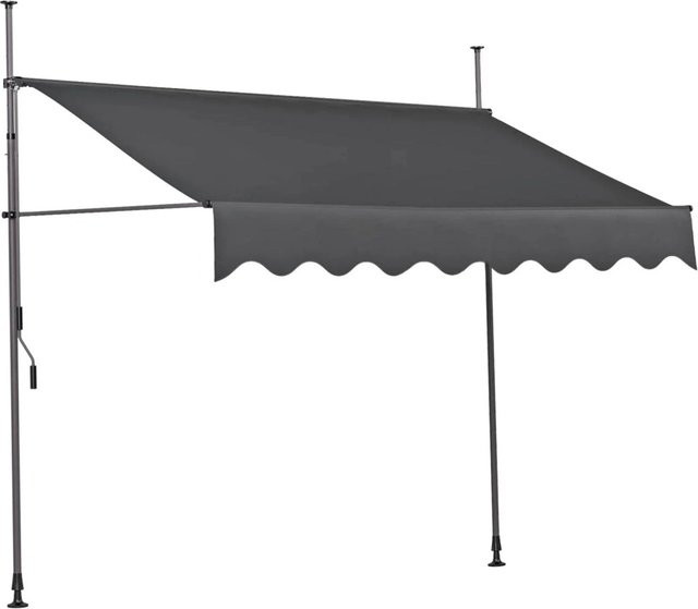 DELUKE Klemmmarkise SCHRABO Sonnenschutz für Terrasse und Balkon aus Polyester in Anthrazit, Breite: 350 cm, Höhe: 120 cm - Bild 1