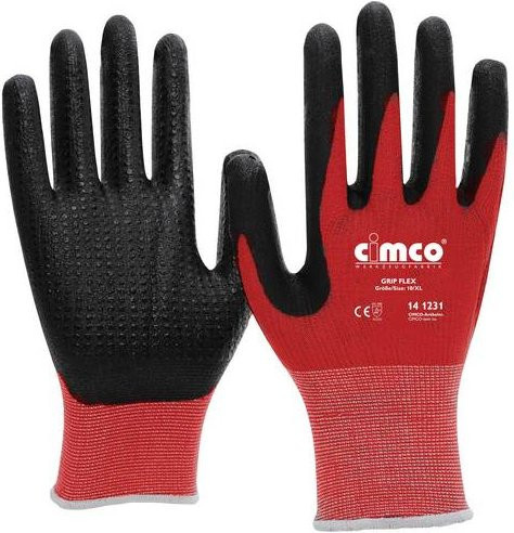 Cimco Grip Flex Arbeitshandschuh aus Strickgewebe mit Nitrilbeschichtung schwarz/rot Größe XL EN 388 - Bild 1