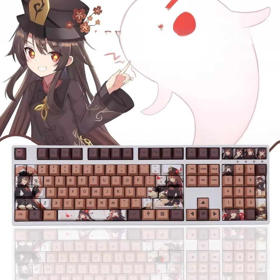Funblocks Genshin Impact PBT Tastenkappen Set mit Hu Tao, Shenhe und Raiden Shogun Motiven in Multicolour für mechanische Tastaturen - Bild 2