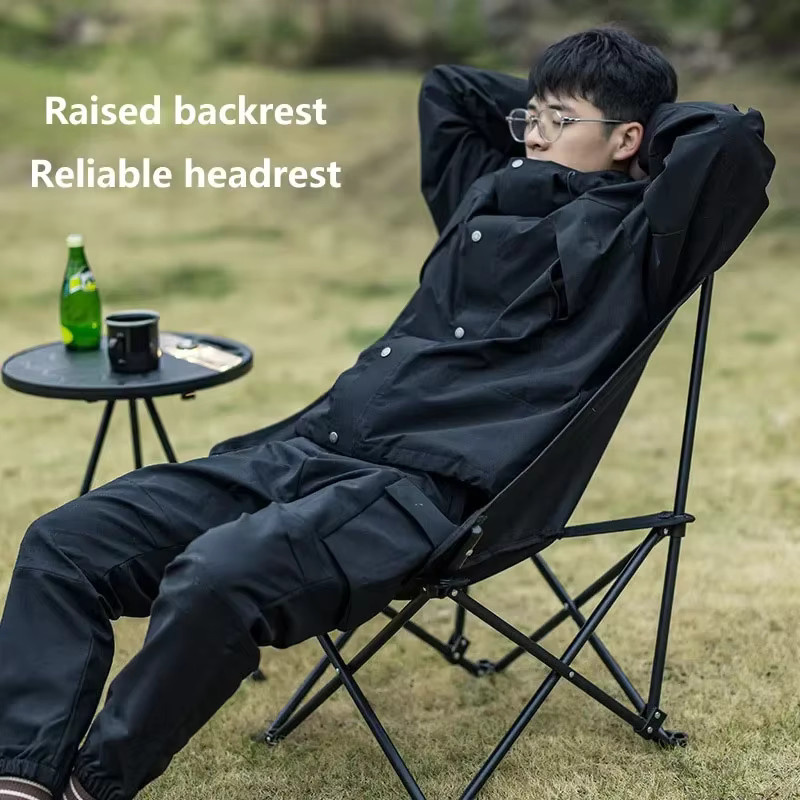 BLACKDOG Outdoor-Klappstuhl in Schwarz mit Polsterung und Kreuzstütze für Camping und Angeln - Bild 2