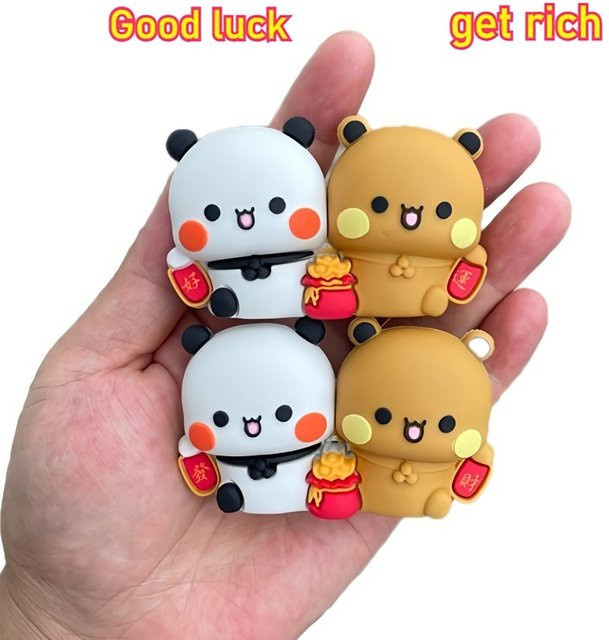 Yier Panda-Bär Bubu und Dudu Ornamente als Dekofigur und Taschenanhänger in Multicolor - Bild 1