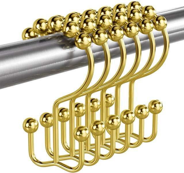 12 Stück Duschvorhangringe aus rostfreiem Metall in Gold für Duschstangen - Bild 1