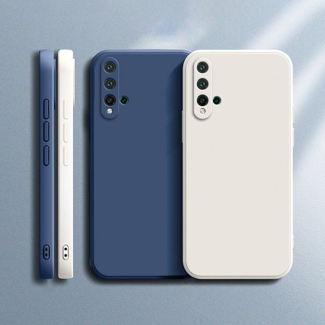 Luxus Silikon Schutzhülle für Huawei Nova 5T und Honor 20 in Weiß und Blau - Bild 1