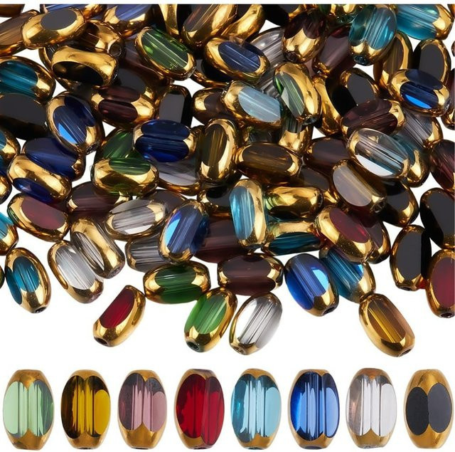 Glasperlen, reisförmig, 7 mm, gold, 160 Stück - Bild 1