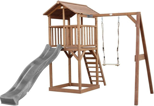 Axi Beach Tower Spielturm mit Einzelschaukel und Rutsche in Braun und Grau, B/H/T: 284 x 242 x 349 cm - Bild 2
