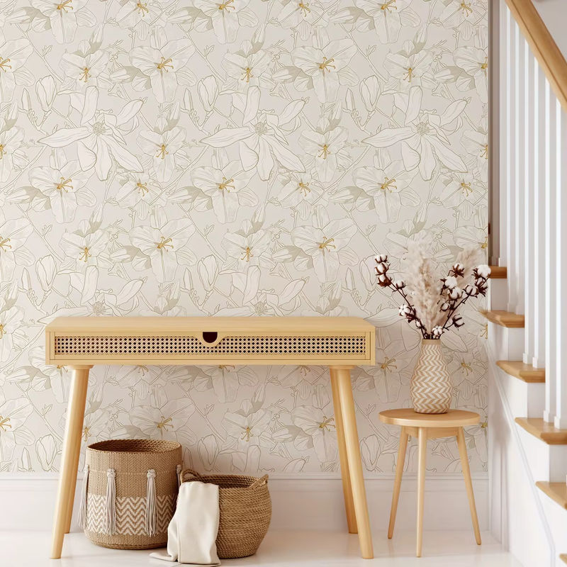Selbstklebende Tapete mit großem Blumenmuster in warmen Farben, wasserdichte Wandgestaltung für dein Schlafzimmer - Bild 4