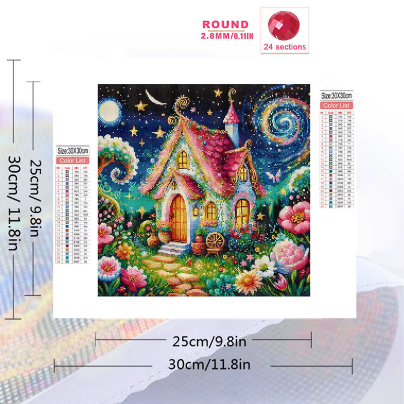 HUACAN Diamant-Mosaik Set mit floralem Design, rund, mehrfarbig, zur Wandmontage - Bild 2