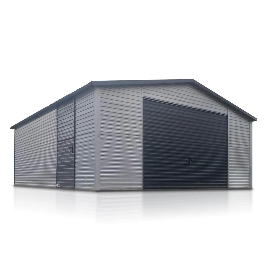 Liderstal Einzelgarage Basic aus Trapezprofilblech mit Seitengiebel und Schwingtor in Graphit Grey, B/T: 500 x 600 cm - Bild 2