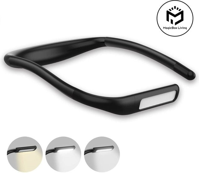 Wiederaufladbare USB-LED-Nackenleselampe in Schwarz für freihändiges Lesen und Camping - Bild 1