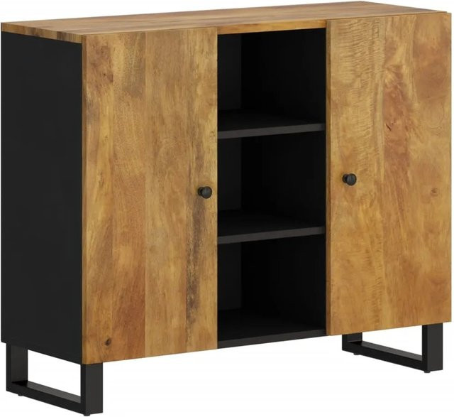vidaXL Sideboard aus massivem Mangoholz mit 2 Türen, braun, B/T/H: 90 x 33 x 75 cm - Bild 1