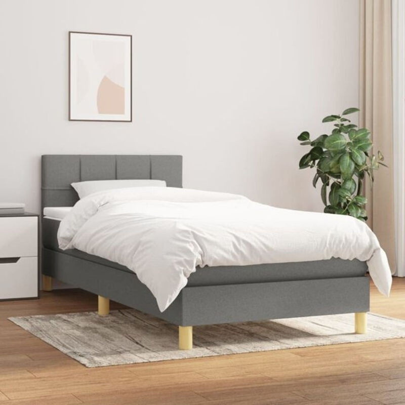 vidaxl Boxspringbett mit Matratze aus Stoff in Anthrazit B/T/H: 90 x 190 x 78 cm - Bild 1