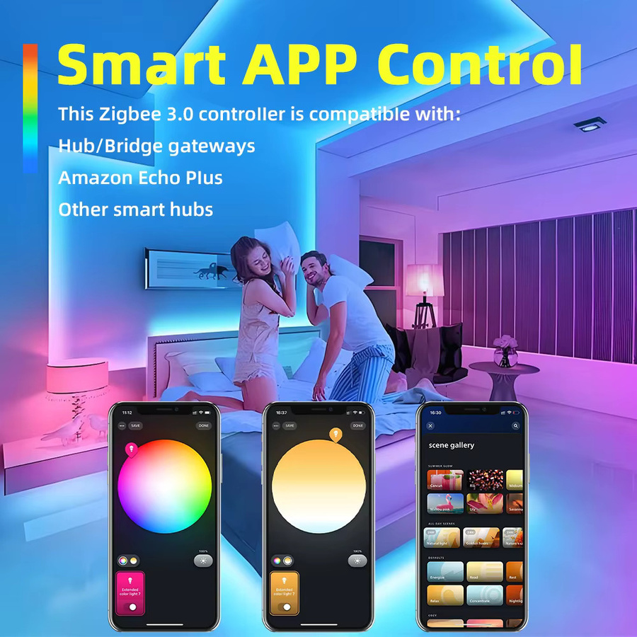 DOMRAEM Zigbee 3.0 5-in-1 LED-Streifen-Controller RGBCCT RGBW RGB CCT Dimmer mit App- und Sprachsteuerung für Tuya Smart Life und Alexa, DC12V-24V, Farbe: Weiß - Bild 4