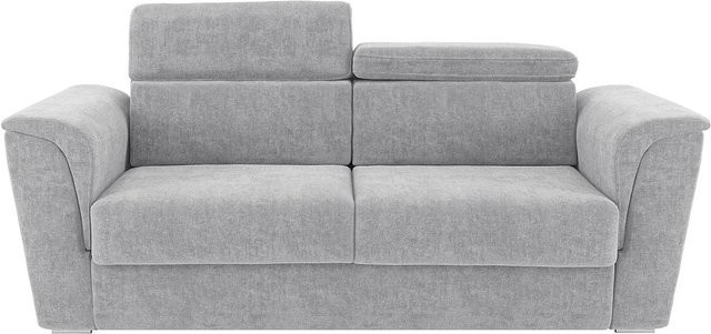 Vente-unique Schlafsofa Rizora Hellgrau mit verstellbarer Kopfstütze, Breite: 230 cm - Bild 1