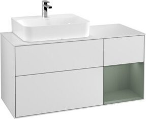 V&B Finion Waschtischunterschrank mit LED-Beleuchtung und Regalelement, Weiß lackiert, Breite: 120 cm - Bild 1
