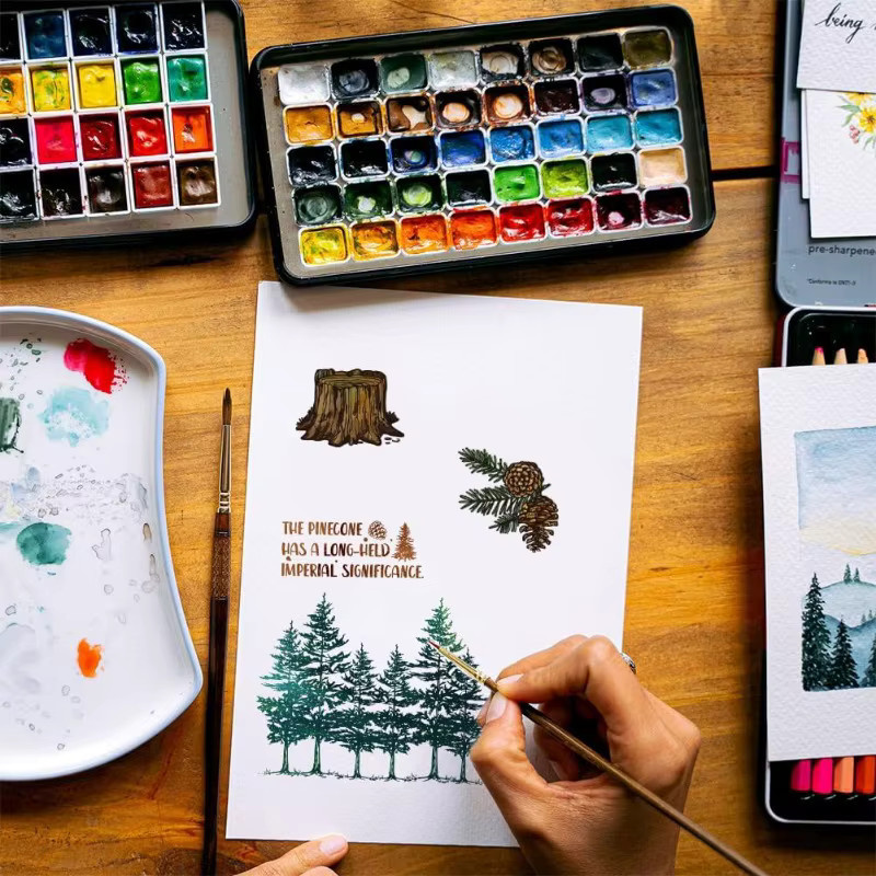 Transparenter Silikonstempel mit Kiefernzapfen und Tannenbaum Motiv für Vintage-Poststempel - Bild 5
