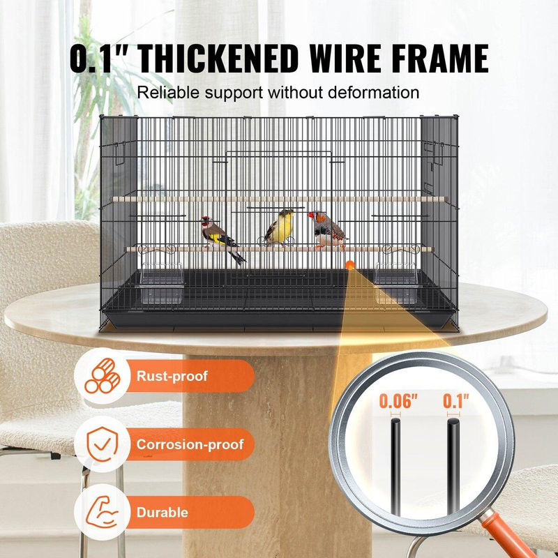 Buying Solutions MB Vogelkäfig aus Kohlenstoffstahl mit Rollständer und Schublade, Schwarz, 30 Zoll - Bild 2