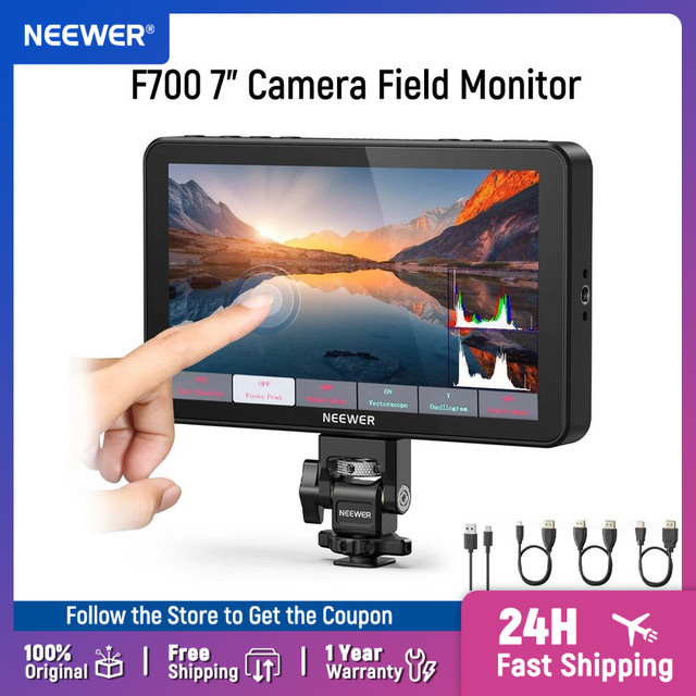 NEEWER F700 7 Zoll Kamera-Feldmonitor in Schwarz mit 4K HDMI Loop In/Out, Peak Focus, HDR und Wellenform für DSLR Video Assist - Bild 1