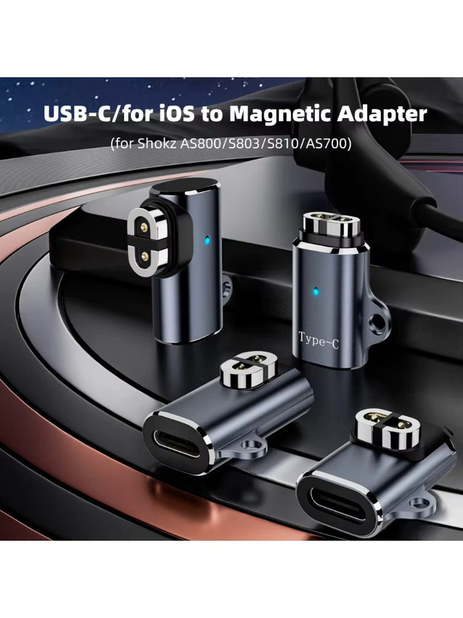 Shokz Magnetischer Adapteranschluss USB-C und für iOS in Schwarz mit 90-Grad-Knochenleitung für Shokz AS800, S803, S810 und AS700 - Bild 5