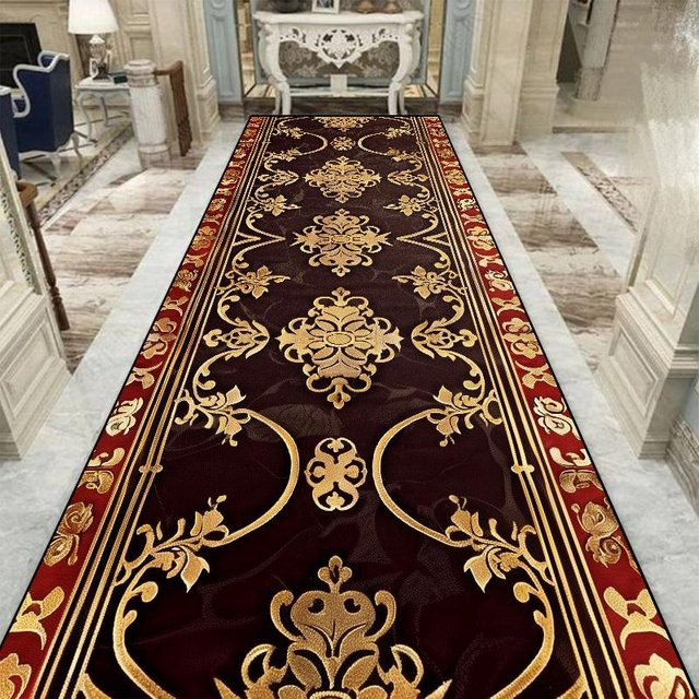 Karpetti Flur Teppich in Rot mit floralem Design, rutschfest und waschbar, B/T: 60 x 300 cm - Bild 1