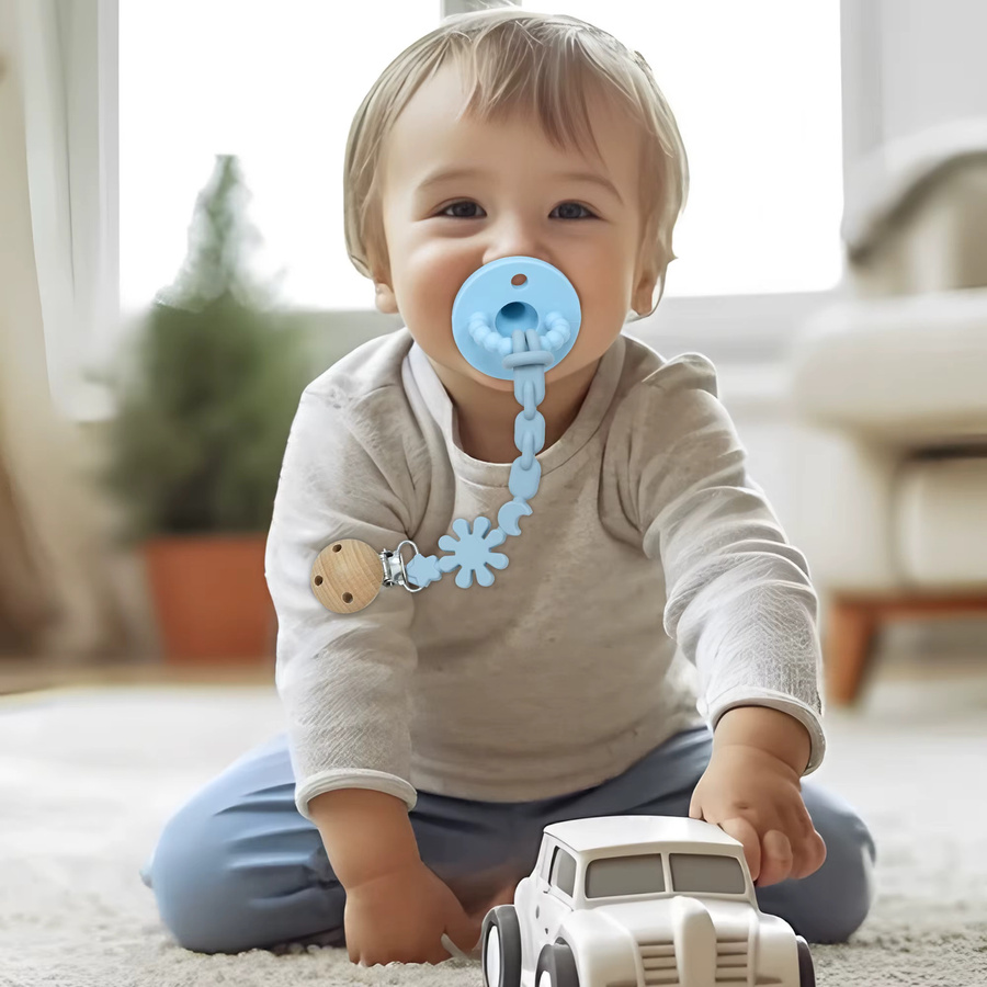 Sonnenblumenförmige Schnullerkette aus Silikon mit Clip für dein Baby - Bild 2