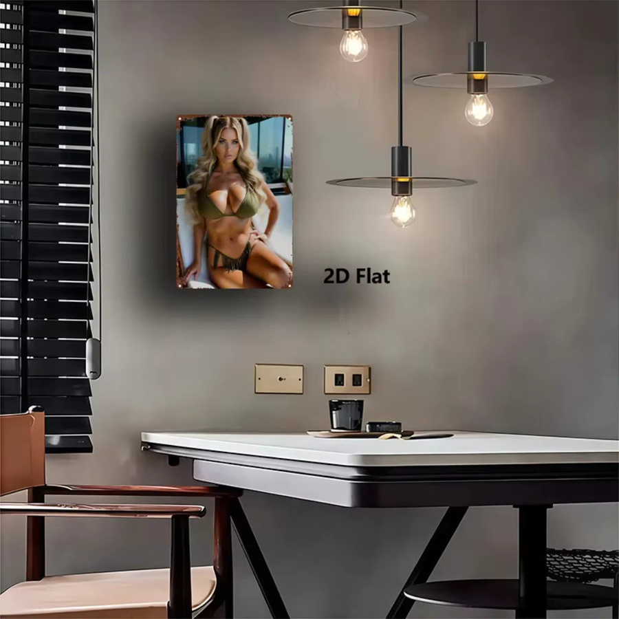 Vepfans Vintage Strand-Dame Blechschild Retro Küsten-Wandkunst aus Metall, Multicolor, Breite: 20,32 cm, Höhe: 30,48 cm - Bild 4