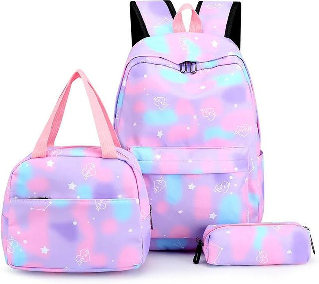 OKKID Schultaschen-Set für Mädchen bestehend aus Grundschulrucksack, Federmäppchen und Brotdose in Multicolour - Bild 1