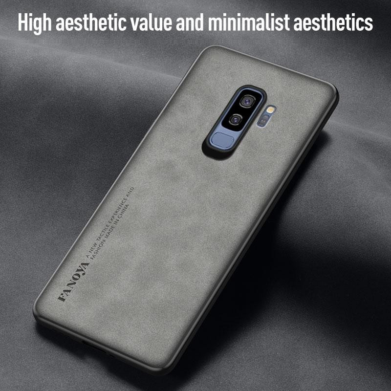 Retro Silikon Schutzhülle für Samsung Galaxy S9 Plus in Lederoptik, stoßfest und matt verfügbar in Schwarz, Blau, Grau und Braun - Bild 2