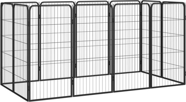 vidaXL Hundelaufstall aus Stahl, 12-teiliges Freilaufgehege für Hunde, Schwarz matt, Pulverbeschichtet - Bild 1