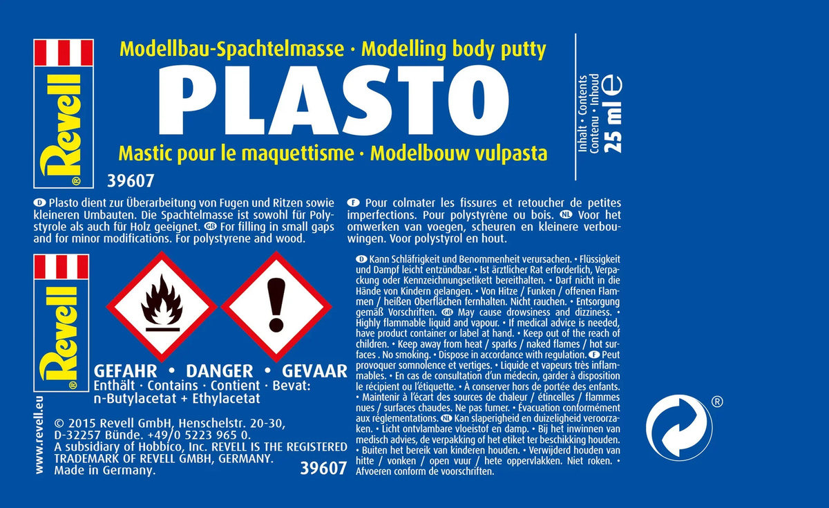 Revell Plasto Filler/Repair Putty, Modellbau-Spachtelmasse, Grau - Bild 5