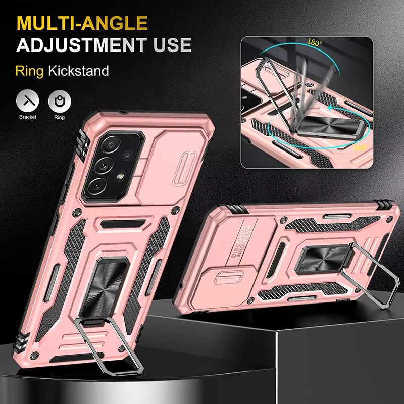 Magnetische Schutzhülle für Samsung Galaxy A55 A35 A32 A12 A13 A22 A23 A71 A52 A72 A82 mit Kamera-Objektivabdeckung und Rutschschutz in Schwarz oder Pink - Bild 2