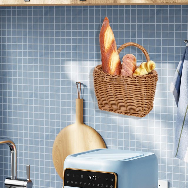 Dekorativer Wandkorb von Moonice in Braun als Obst- und Gemüsehalter im Bauernhaus-Stil, B/T/H: 18 x 13 x 12 cm - Bild 1