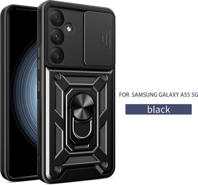 Stoßfeste Schutzhülle für Samsung Galaxy A55 5G mit Kamera-Schutz in Schwarz und Rot - Bild 1