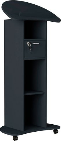 VCM Redola Mobiles Rednerpult aus Holz in Anthrazit mit neigbarer Platte und Rollen, H: 110 cm, B: 56 cm, T: 37 cm - Bild 2
