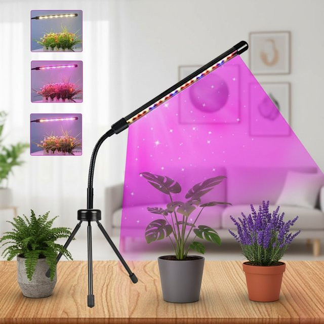 KEBINCPLED Dimmbare LED Pflanzenwachstumslampe mit Stativ und USB-Anschluss, Vollspektrum-Wachstumslicht für Indoor-Gewächshäuser, Schwarz - Bild 1