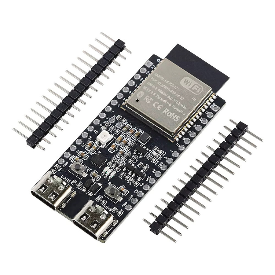 ESP32-C5-DevKitC-1 Entwicklungsboard mit Dual-Frequenz WiFi 6 (2,4 GHz und 5 GHz), 4 MB Flash, CH343 und USB-C Anschluss, Schwarz - Bild 2