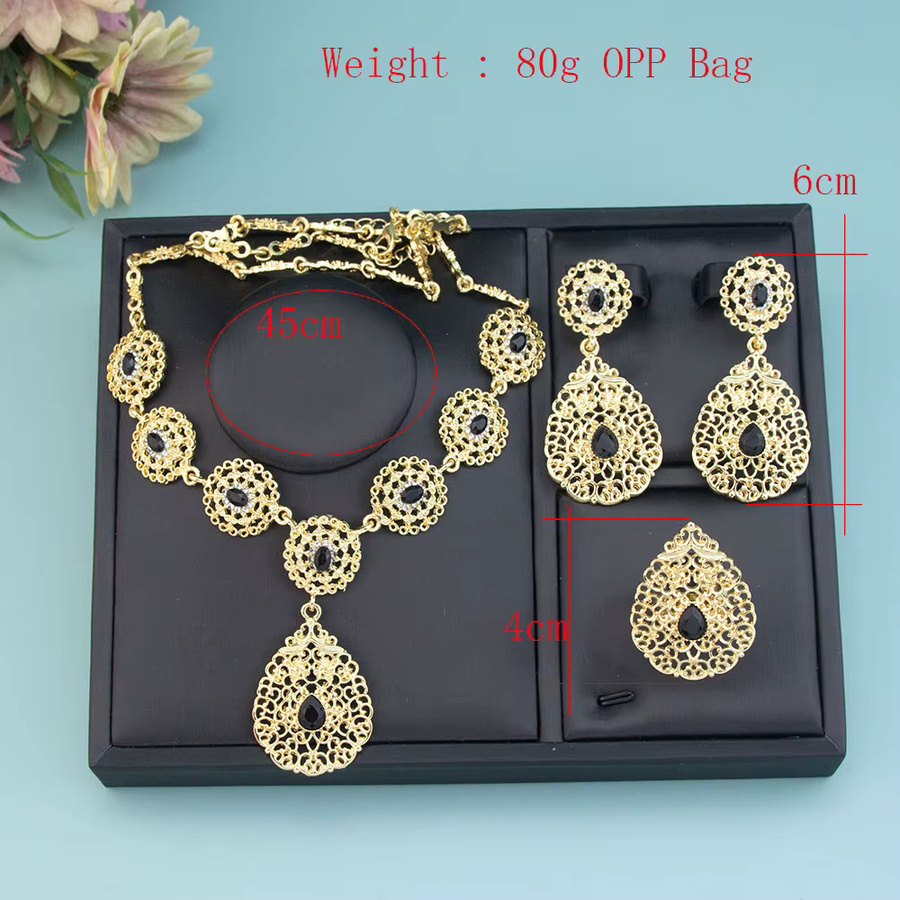 Sun spicems Schmuck-Set, Gold Farbe, Schwarz, Kristall, Arabisch - Bild 4