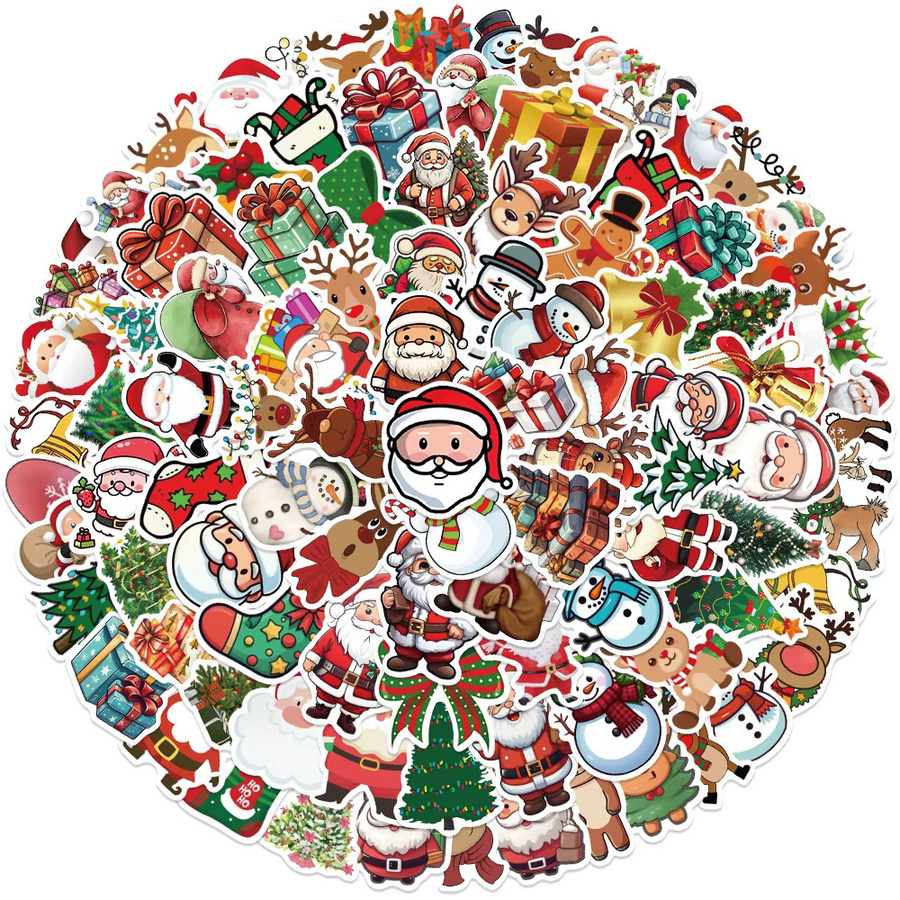 Charile Weihnachtsmann und Elch Aufkleber Set, bunte Cartoon Sticker aus Papier für Scrapbook und Dekoration - Bild 2