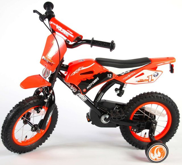 TPFSports Motorrad Kinderfahrrad, 12 Zoll, Orange, Rücktritt + Handbremse - Bild 1
