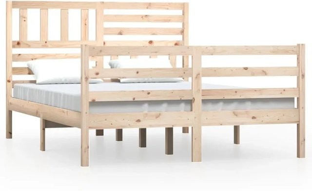 vidaXL Massivholzbett aus Kiefer in Braun, Rustikaler Stil, B/T/H: 140 x 190 cm - Bild 1