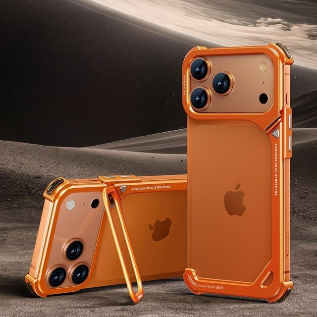 Oatsbasf Handyhülle für iPhone 17 Pro Max und iPhone 17 Pro mit Ständer, Magsafe kompatibel, minimalistisches Rahmenloses Design, Stoßfest, Farbe: Orange - Bild 1