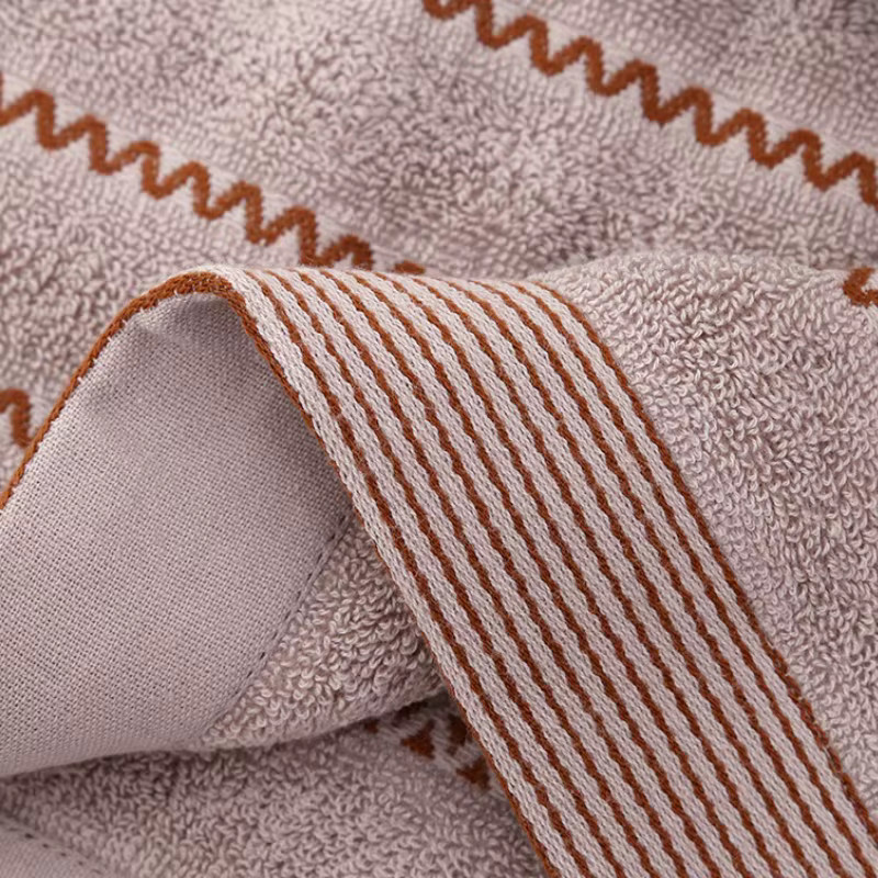Inyahome Handtuch-Set aus Baumwolle, braun gestreift, weich und saugfähig - Bild 3