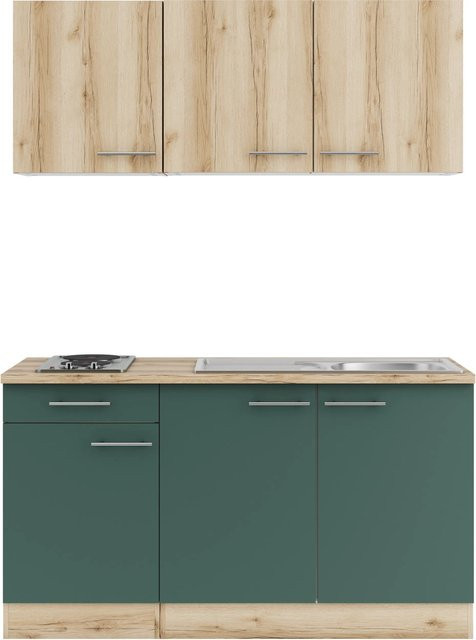 OPTIFIT Miniküche Livorno290/Savona405 in Steingrün und Wildeiche Nachbildung, Breite: 150 cm - Bild 1