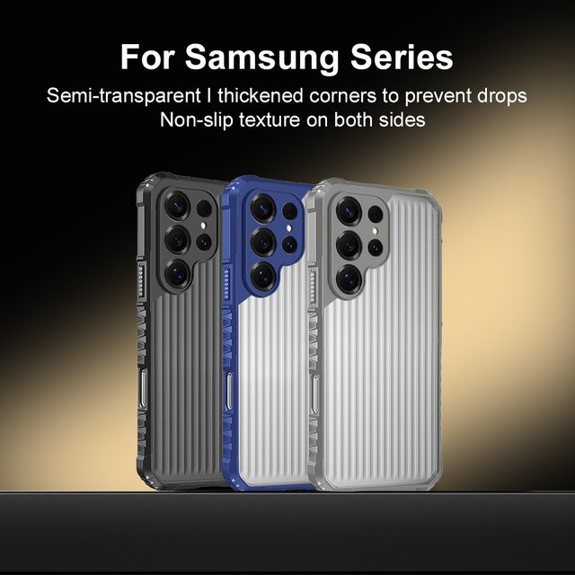 Stoßfeste Hartschalen-Handyhülle von Caynes für Samsung S26 Ultra S25 Ultra S24 FE S25 Plus S23 S22 S26 Plus mit vertikalen Streifen in Blau - Bild 1
