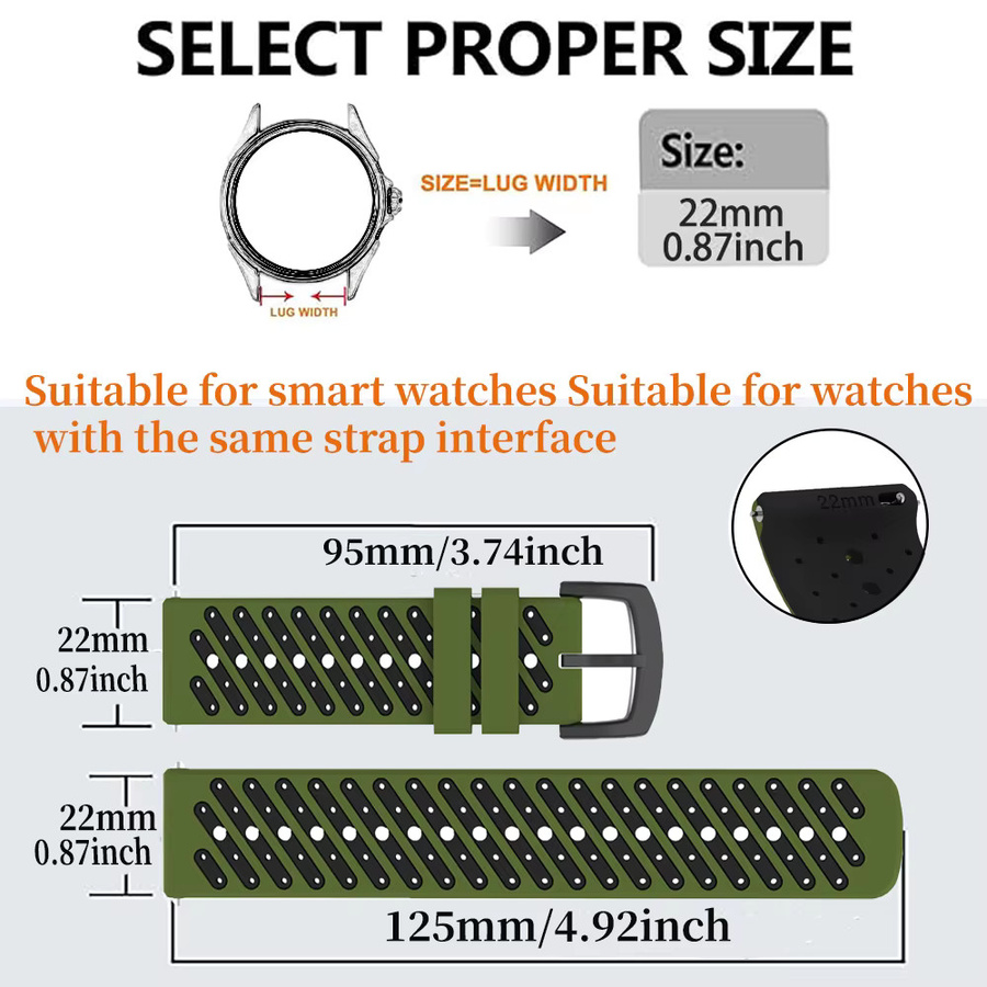 QCTOG Uhrenarmband Silikon, 22 mm, Unisex - Bild 4
