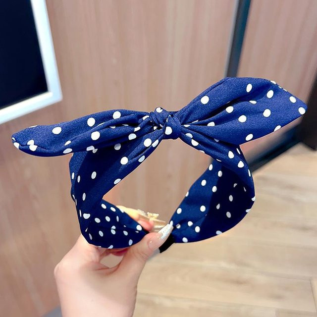 Stirnband Stoff-Pünktchen-Schleifen, blue, Damen - Bild 1