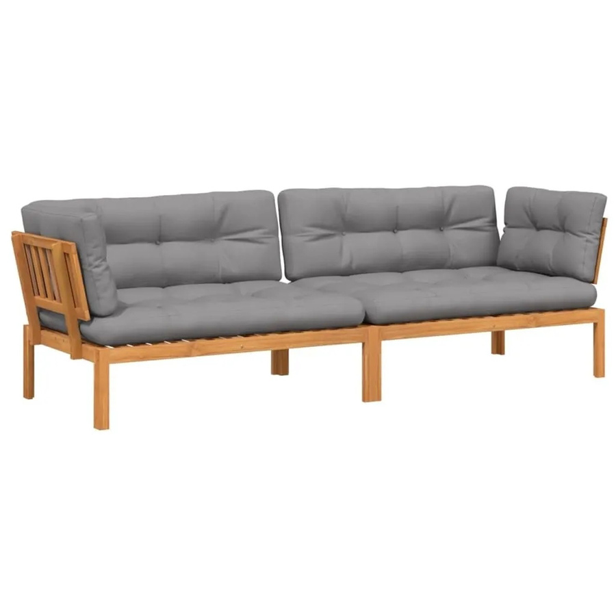 vidaXL Garten-Ecksofa Set aus Akazien-Massivholz mit Kissen in Grau und Dunkelbraun-grau - Bild 2