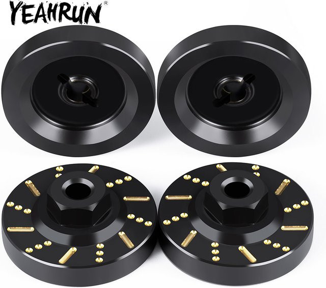 YEAHRUN Messing Achse Gegengewicht Rad Sechskantnabenadapter, 4-teiliges Set, Schwarz, Metall - Bild 1