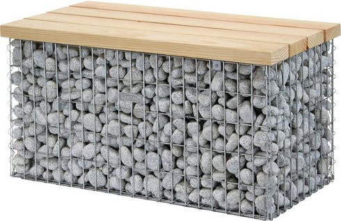 BELLISSA Gabionenbank Profi aus Stahl und Douglasienholz in Silberfarben, B/H/L: 55 x 54 x 105 cm - Bild 2